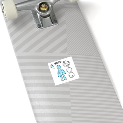 Blue Character Expression Square Sticker — Cute Emoticon Decal (Indoor/Outdoor)