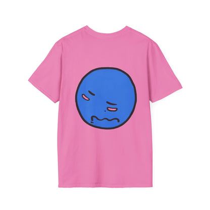 Blue Grumpy Emoji T-Shirt — Funny Moody Face Graphic Tee
