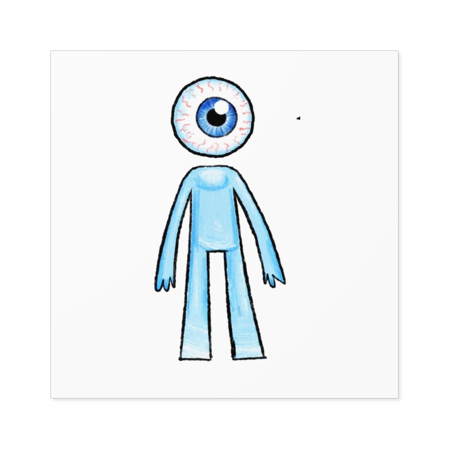 Eye-Headed Character Square Stickers — Cute Blue Eyeball Alien Decal (Indoor/Outdoor)