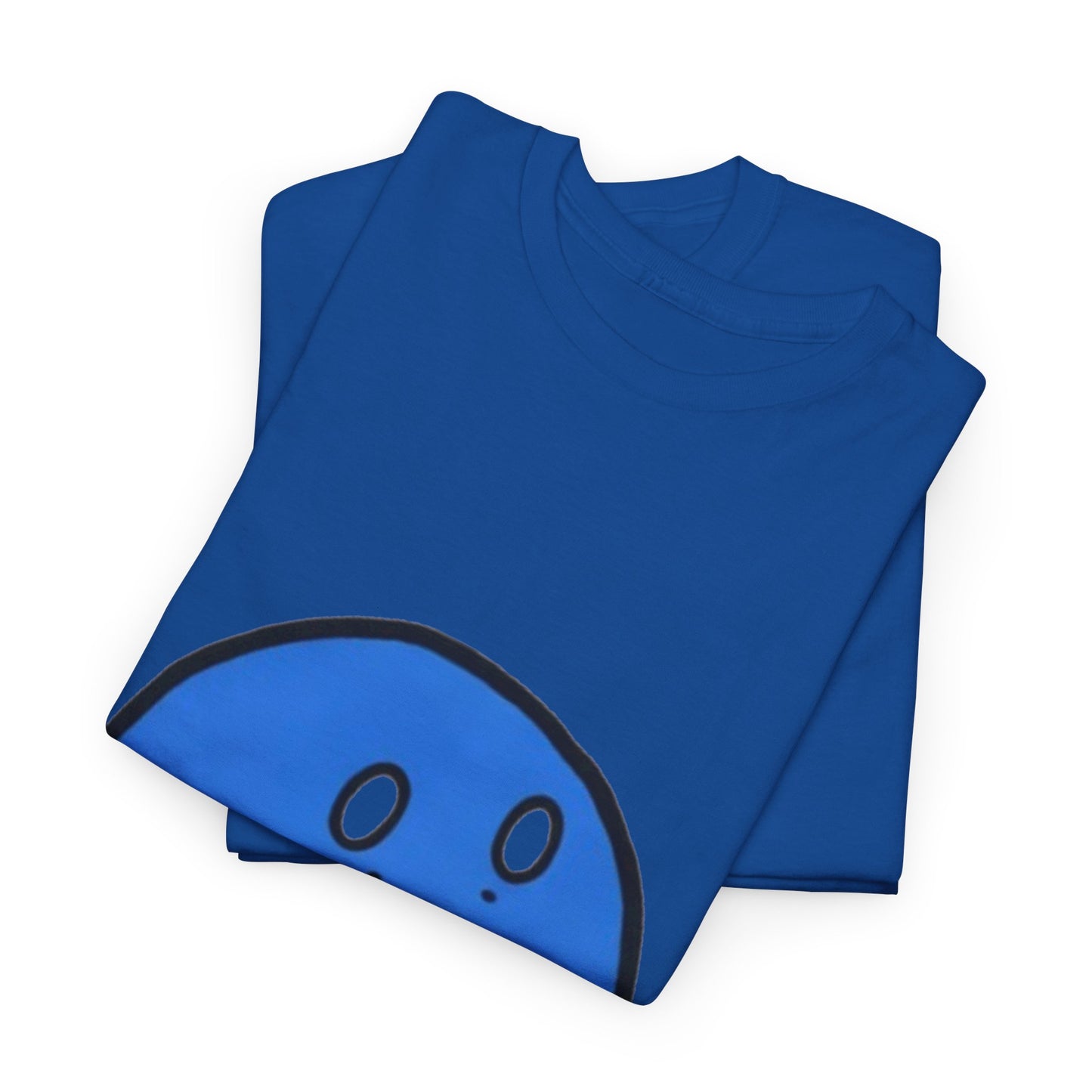 Blue Pensive Face T‑Shirt — Cute Cartoon Emoticon Tee