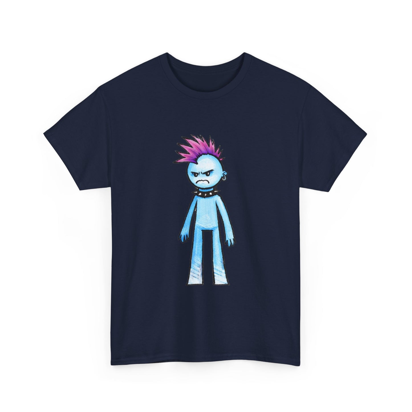 Punk Blue Monster T‑Shirt — Cute Mohawk Character Tee