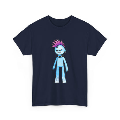 Punk Blue Monster T‑Shirt — Cute Mohawk Character Tee