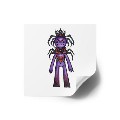 Spider Queen Square Sticker — Cute Creepy Purple Monster Decal