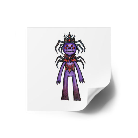 Spider Queen Square Sticker — Cute Creepy Purple Monster Decal