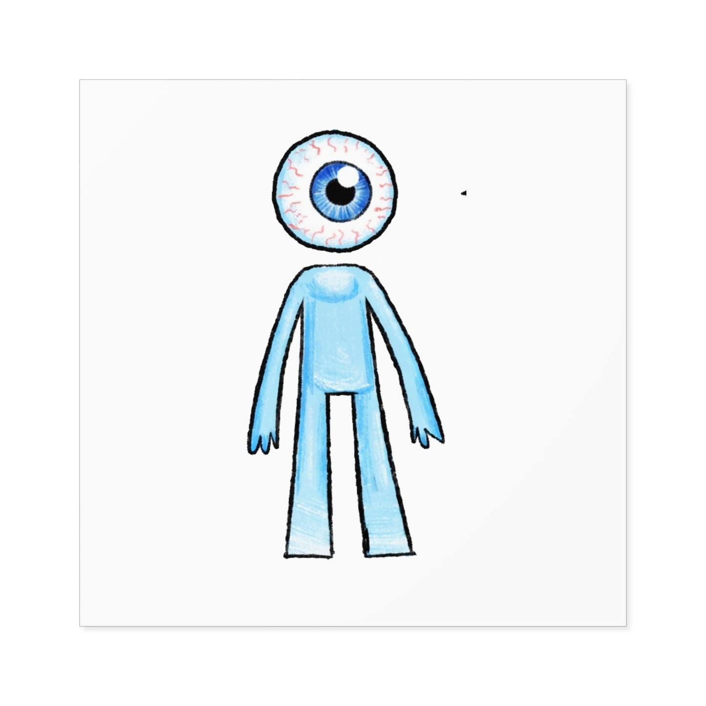 Eye-Headed Character Square Stickers — Cute Blue Eyeball Alien Decal (Indoor/Outdoor)