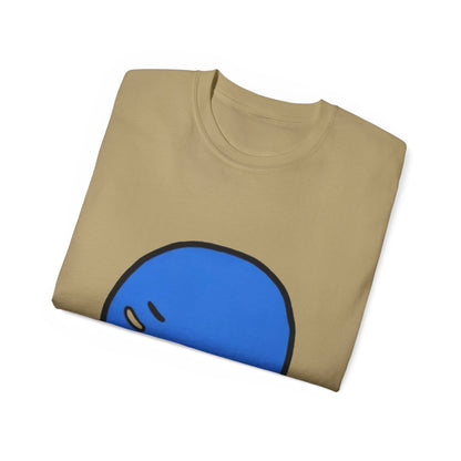 Blue Nervous Emoji T-Shirt — Anxious Face Graphic Tee