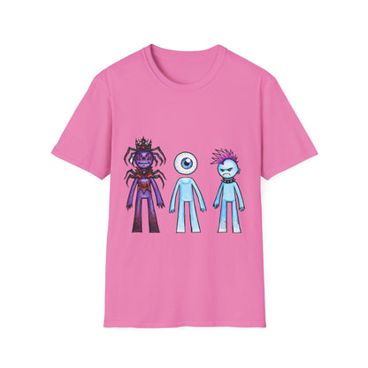 Cute Monster Trio T-Shirt — Cartoon Spider, Cyclops & Punk Alien Graphic Tee