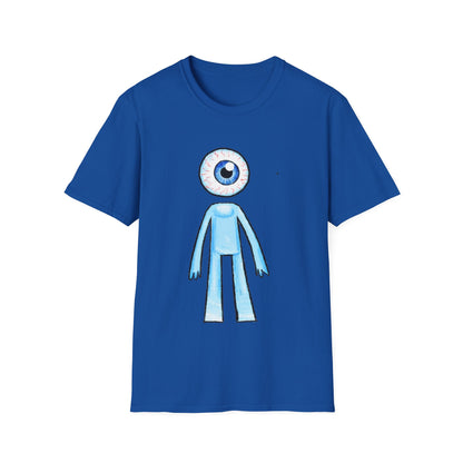 Eyeball Character T-Shirt - Cute Blue One-Eyed Cartoon Tee