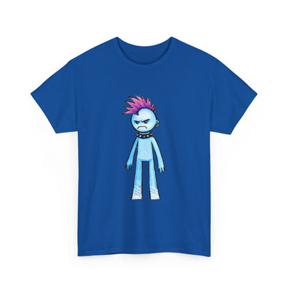 Punk Blue Monster T‑Shirt — Cute Mohawk Character Tee