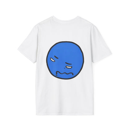 Blue Grumpy Emoji T-Shirt — Funny Moody Face Graphic Tee