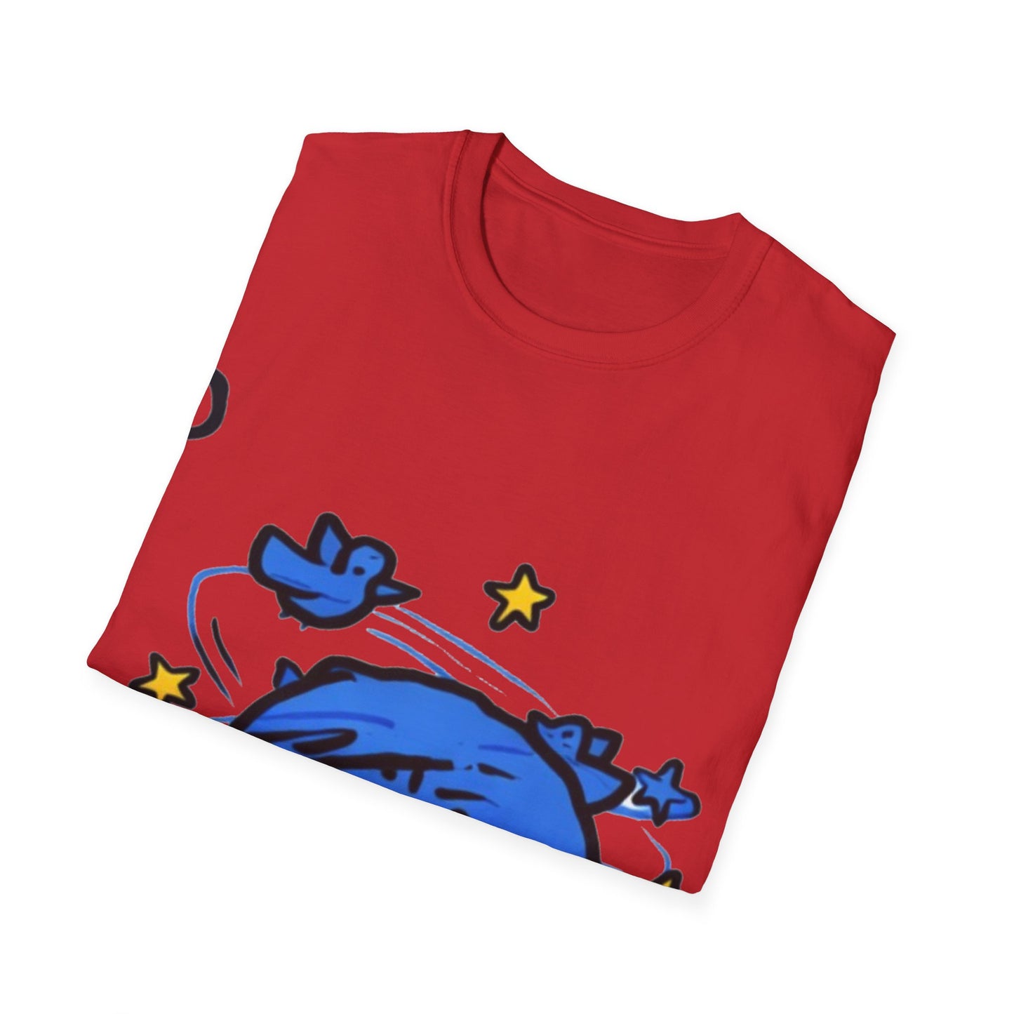 Dizzy Star Emoji T-Shirt — Cute Blue Space Cartoon Graphic Tee