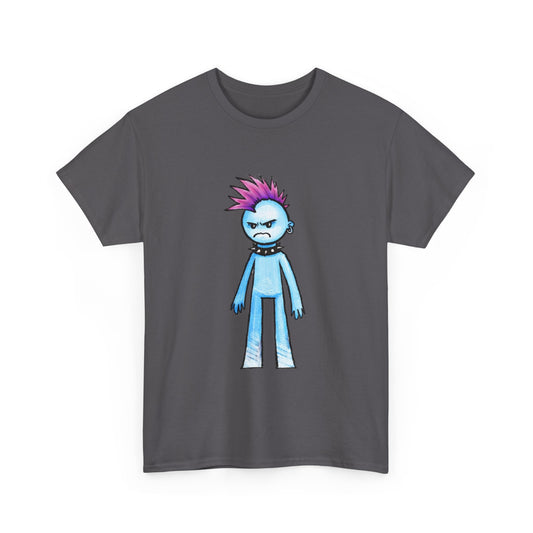 Punk Blue Monster T‑Shirt — Cute Mohawk Character Tee