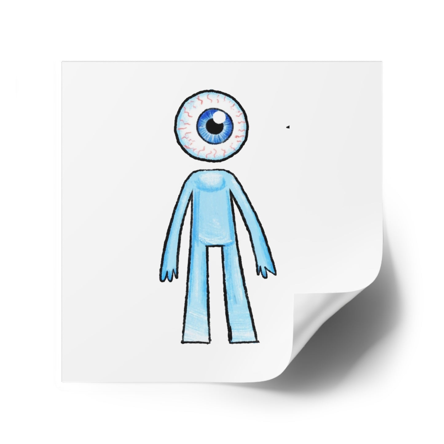 Eye-Headed Character Square Stickers — Cute Blue Eyeball Alien Decal (Indoor/Outdoor)
