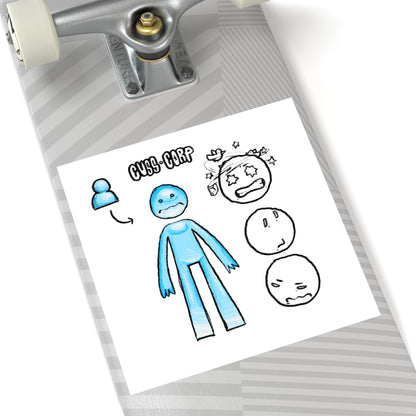 Blue Character Expression Square Sticker — Cute Emoticon Decal (Indoor/Outdoor)