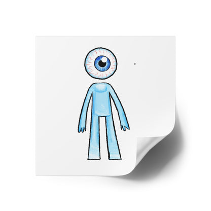 Eye-Headed Character Square Stickers — Cute Blue Eyeball Alien Decal (Indoor/Outdoor)