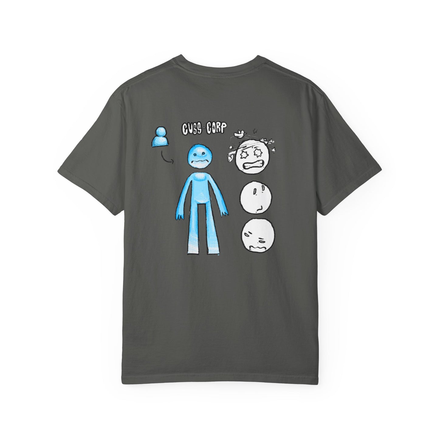 Emotional Stick Figure T‑Shirt — 'CMS‑REP' Expressive Faces Graphic Tee