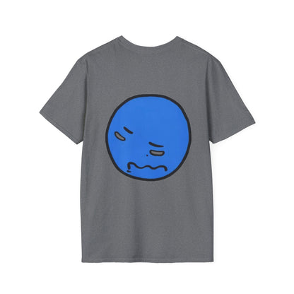 Blue Grumpy Emoji T-Shirt — Funny Moody Face Graphic Tee