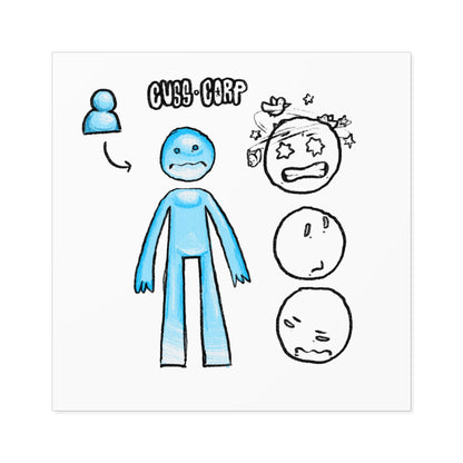 Blue Character Expression Square Sticker — Cute Emoticon Decal (Indoor/Outdoor)
