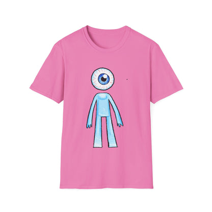 Eyeball Character T-Shirt - Cute Blue One-Eyed Cartoon Tee