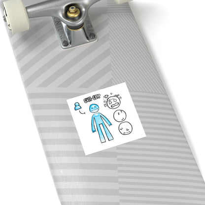 Blue Character Expression Square Sticker — Cute Emoticon Decal (Indoor/Outdoor)