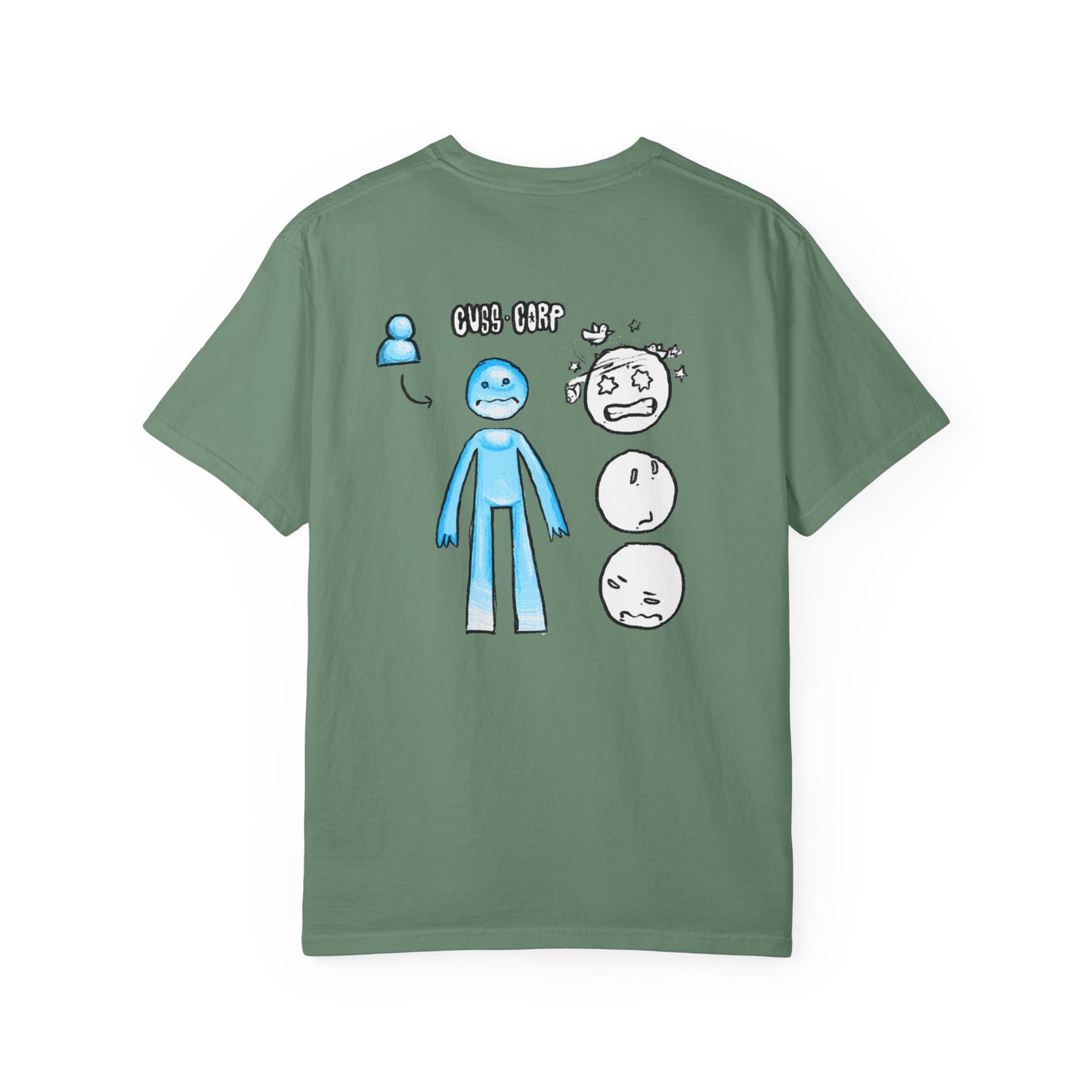 Emotional Stick Figure T‑Shirt — 'CMS‑REP' Expressive Faces Graphic Tee