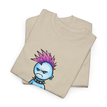 Punk Blue Monster T‑Shirt — Cute Mohawk Character Tee