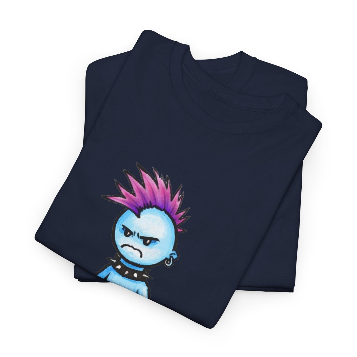 Punk Blue Monster T‑Shirt — Cute Mohawk Character Tee