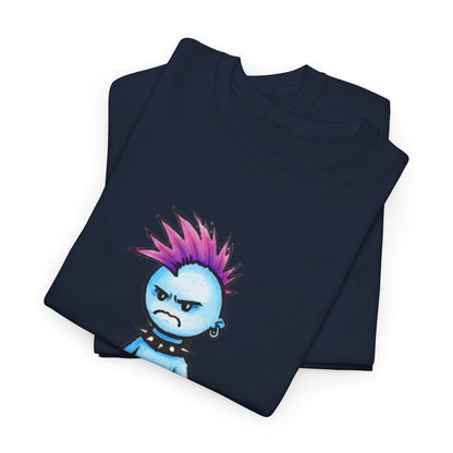 Punk Blue Monster T‑Shirt — Cute Mohawk Character Tee