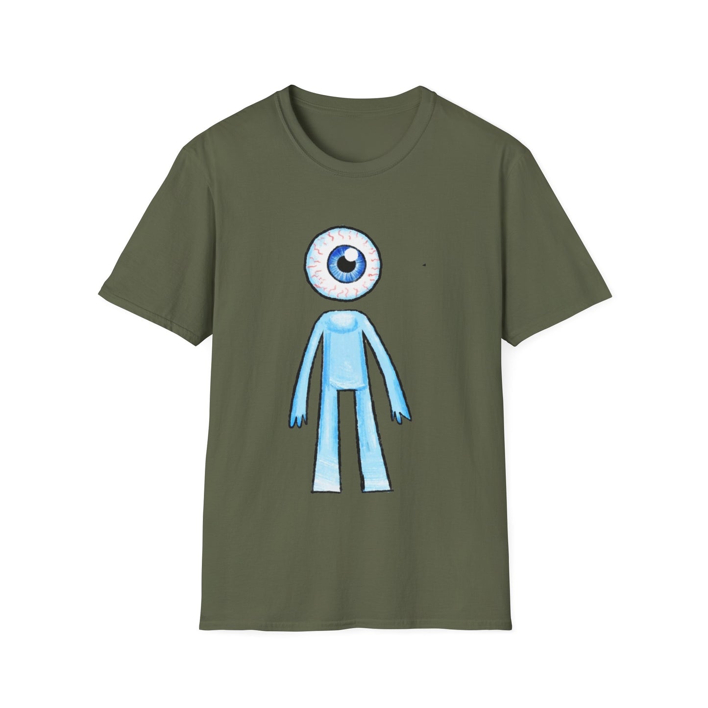 Eyeball Character T-Shirt - Cute Blue One-Eyed Cartoon Tee