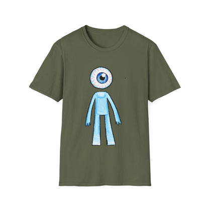 Eyeball Character T-Shirt - Cute Blue One-Eyed Cartoon Tee
