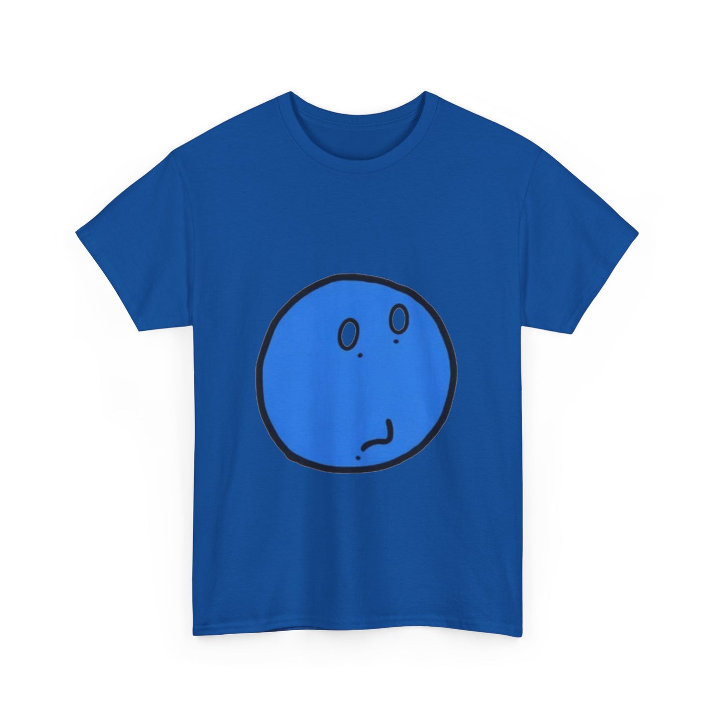 Blue Pensive Face T‑Shirt — Cute Cartoon Emoticon Tee