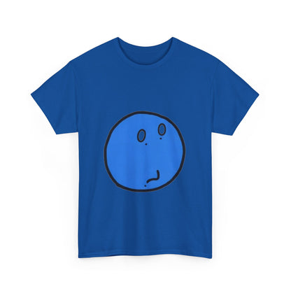 Blue Pensive Face T‑Shirt — Cute Cartoon Emoticon Tee