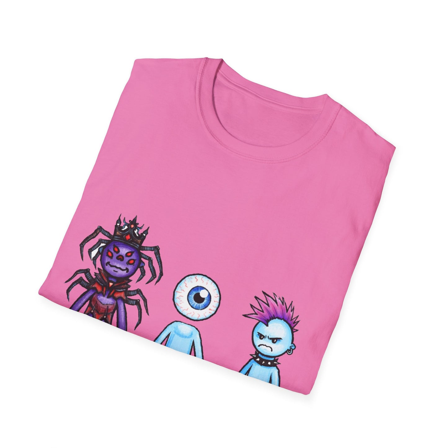 Cute Monster Trio T-Shirt — Cartoon Spider, Cyclops & Punk Alien Graphic Tee