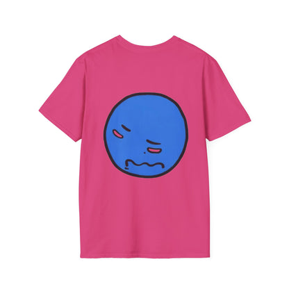 Blue Grumpy Emoji T-Shirt — Funny Moody Face Graphic Tee