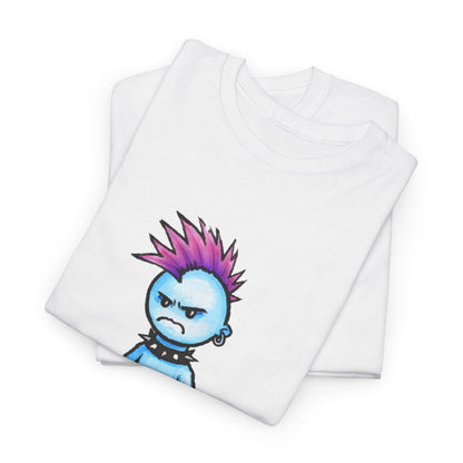 Punk Blue Monster T‑Shirt — Cute Mohawk Character Tee