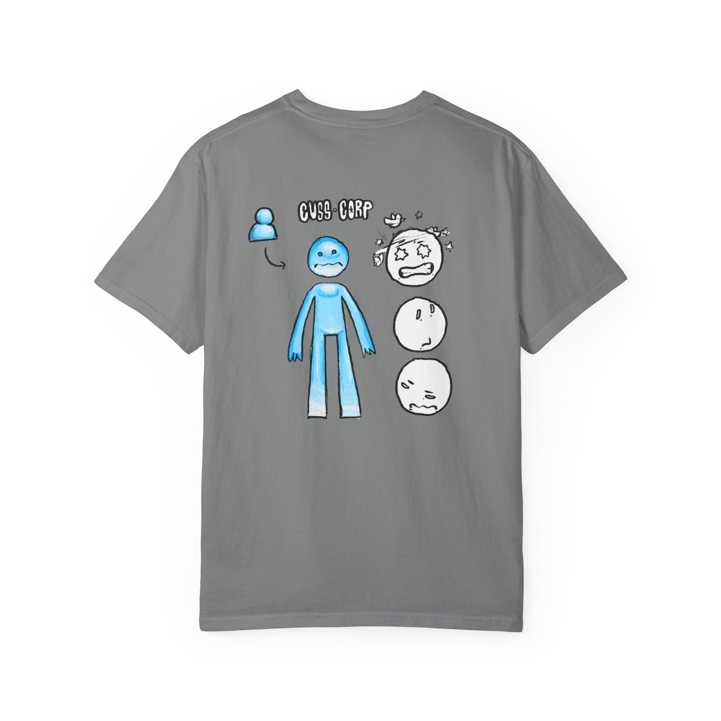 Emotional Stick Figure T‑Shirt — 'CMS‑REP' Expressive Faces Graphic Tee