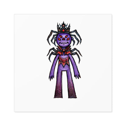 Spider Queen Square Sticker — Cute Creepy Purple Monster Decal