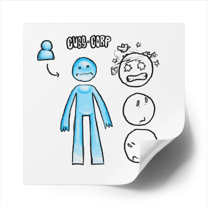 Blue Character Expression Square Sticker — Cute Emoticon Decal (Indoor/Outdoor)