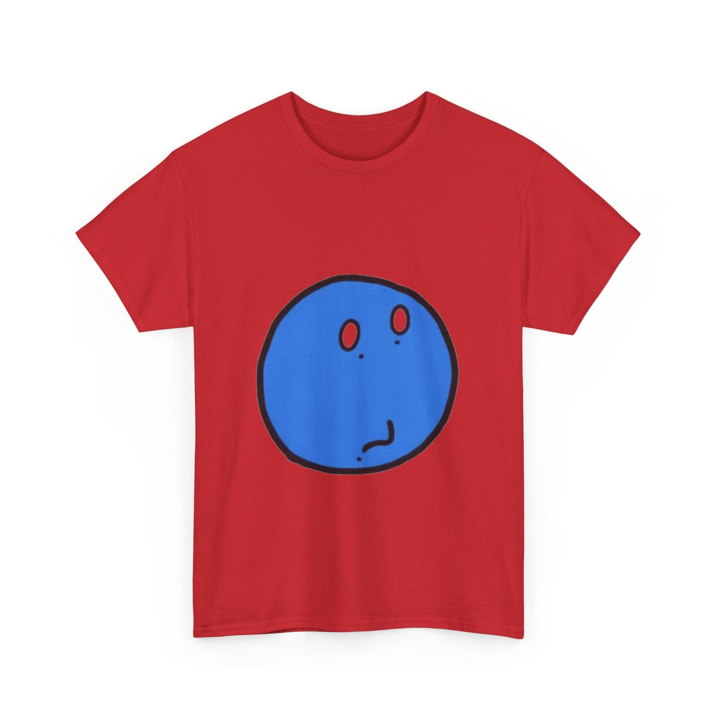 Blue Pensive Face T‑Shirt — Cute Cartoon Emoticon Tee