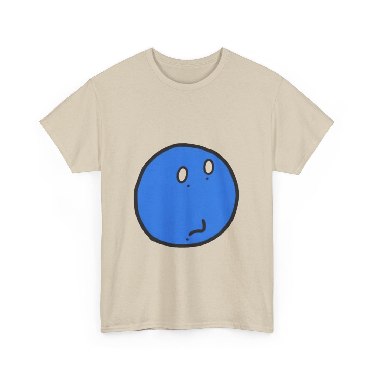 Blue Pensive Face T‑Shirt — Cute Cartoon Emoticon Tee