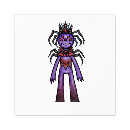 Spider Queen Square Sticker — Cute Creepy Purple Monster Decal