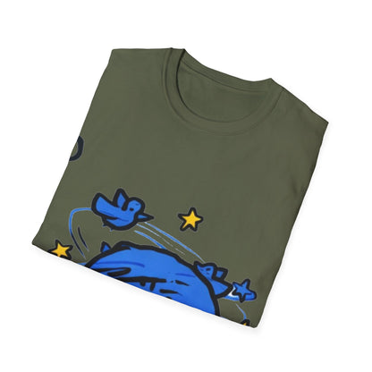 Dizzy Star Emoji T-Shirt — Cute Blue Space Cartoon Graphic Tee