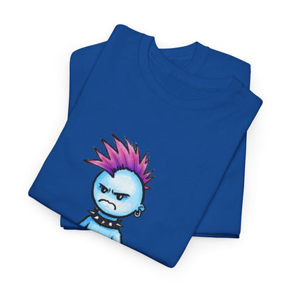 Punk Blue Monster T‑Shirt — Cute Mohawk Character Tee