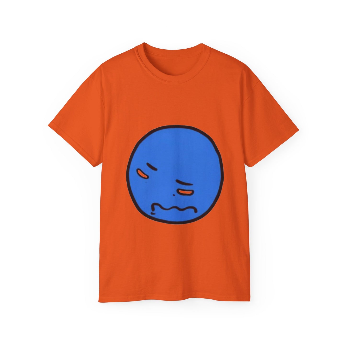 Blue Nervous Emoji T-Shirt — Anxious Face Graphic Tee