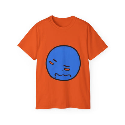 Blue Nervous Emoji T-Shirt — Anxious Face Graphic Tee