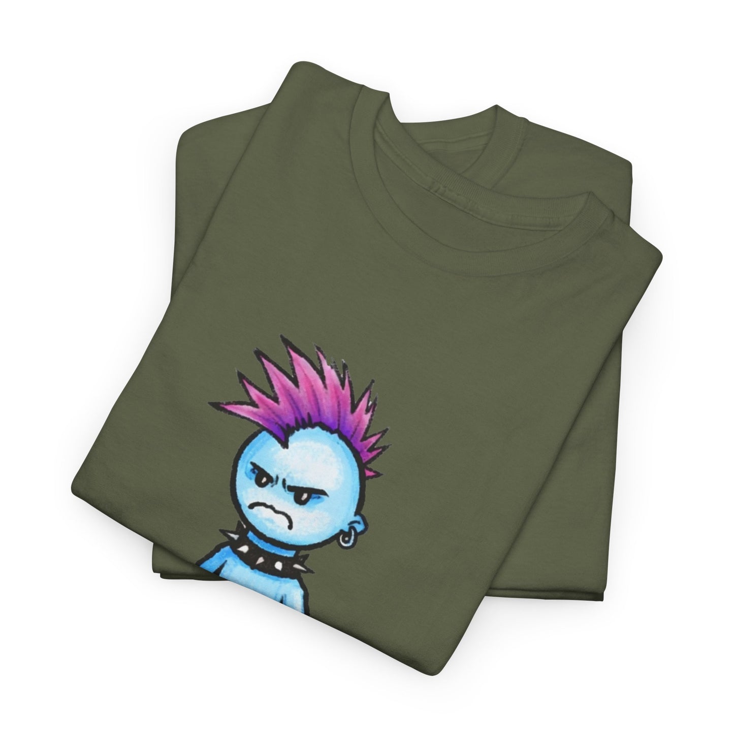 Punk Blue Monster T‑Shirt — Cute Mohawk Character Tee