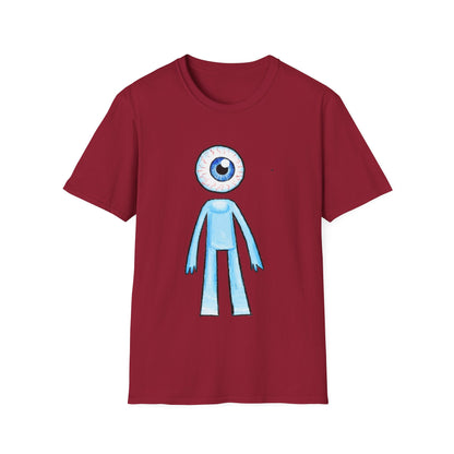 Eyeball Character T-Shirt - Cute Blue One-Eyed Cartoon Tee