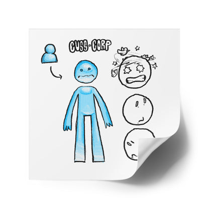 Blue Character Expression Square Sticker — Cute Emoticon Decal (Indoor/Outdoor)