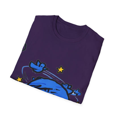 Dizzy Star Emoji T-Shirt — Cute Blue Space Cartoon Graphic Tee