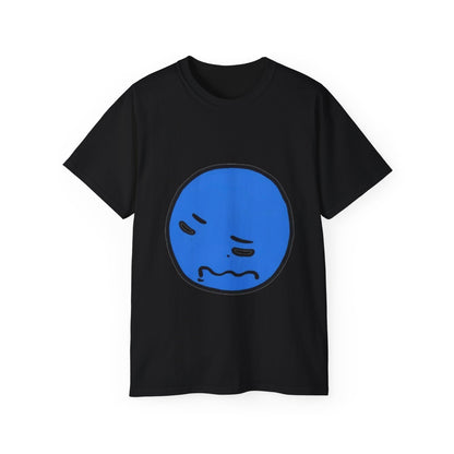 Blue Nervous Emoji T-Shirt — Anxious Face Graphic Tee